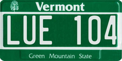 VT license plate LUE104