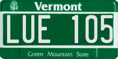 VT license plate LUE105