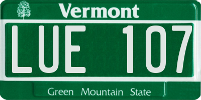 VT license plate LUE107