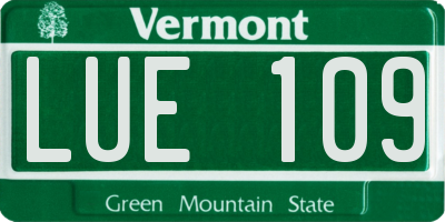 VT license plate LUE109