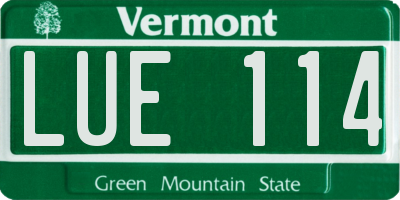 VT license plate LUE114