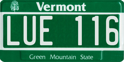 VT license plate LUE116