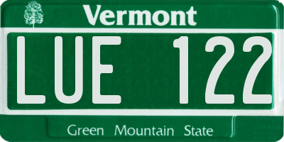 VT license plate LUE122