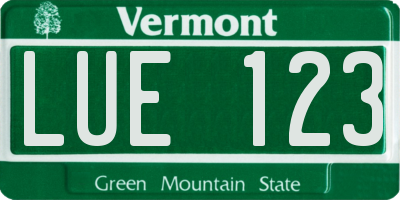 VT license plate LUE123