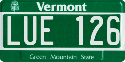 VT license plate LUE126