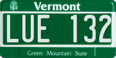 VT license plate LUE132