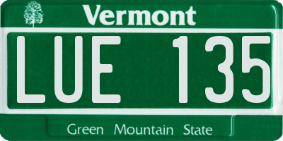VT license plate LUE135