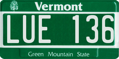 VT license plate LUE136