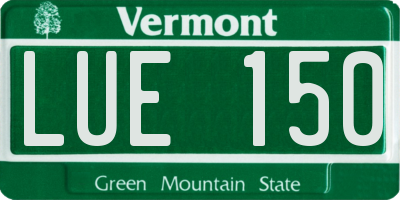 VT license plate LUE150