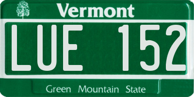 VT license plate LUE152