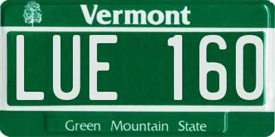 VT license plate LUE160