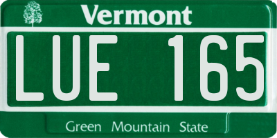 VT license plate LUE165