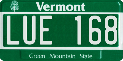 VT license plate LUE168