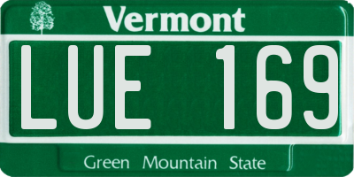 VT license plate LUE169