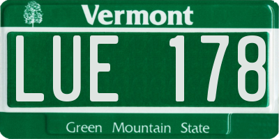 VT license plate LUE178
