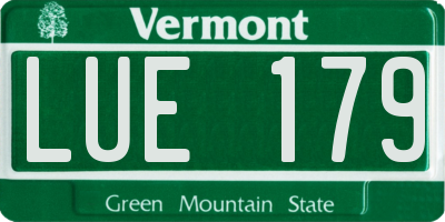VT license plate LUE179