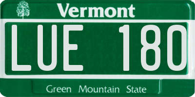 VT license plate LUE180