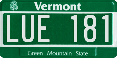 VT license plate LUE181