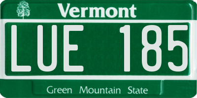 VT license plate LUE185