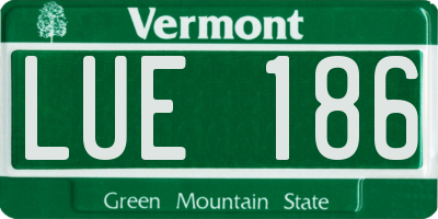 VT license plate LUE186
