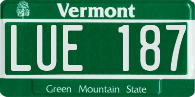 VT license plate LUE187