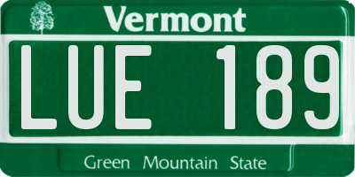 VT license plate LUE189
