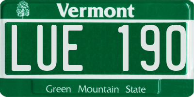 VT license plate LUE190