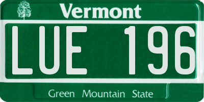 VT license plate LUE196