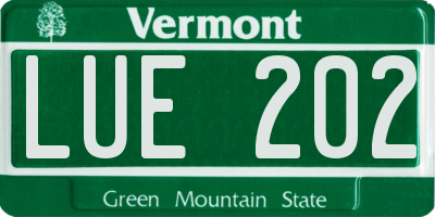 VT license plate LUE202