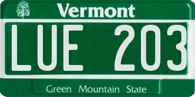 VT license plate LUE203