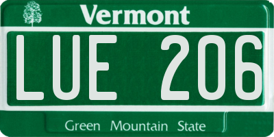 VT license plate LUE206