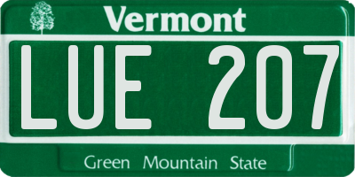 VT license plate LUE207
