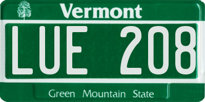 VT license plate LUE208