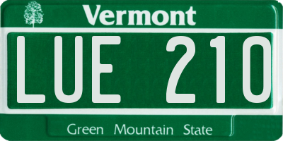 VT license plate LUE210