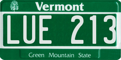 VT license plate LUE213