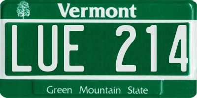 VT license plate LUE214
