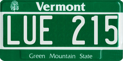 VT license plate LUE215
