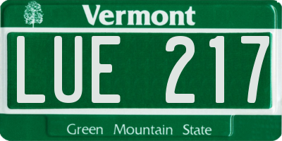 VT license plate LUE217
