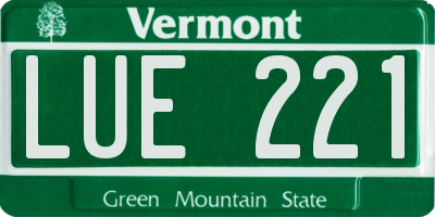 VT license plate LUE221