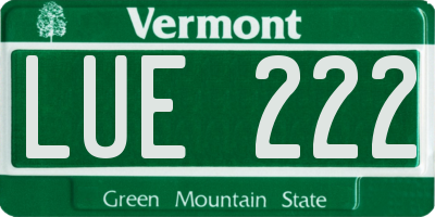 VT license plate LUE222