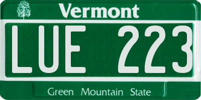 VT license plate LUE223