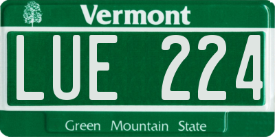 VT license plate LUE224
