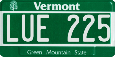 VT license plate LUE225