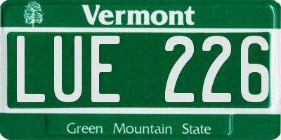 VT license plate LUE226