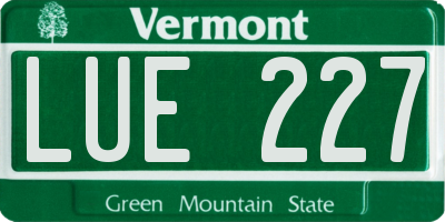 VT license plate LUE227