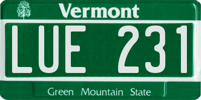 VT license plate LUE231