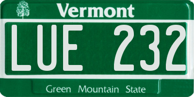VT license plate LUE232