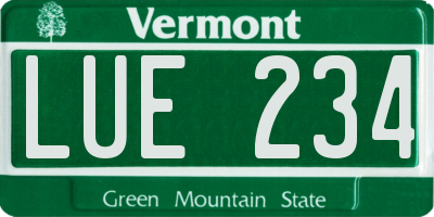 VT license plate LUE234