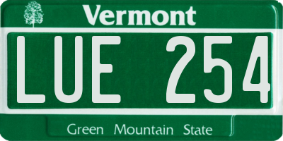 VT license plate LUE254
