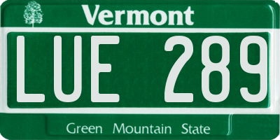 VT license plate LUE289